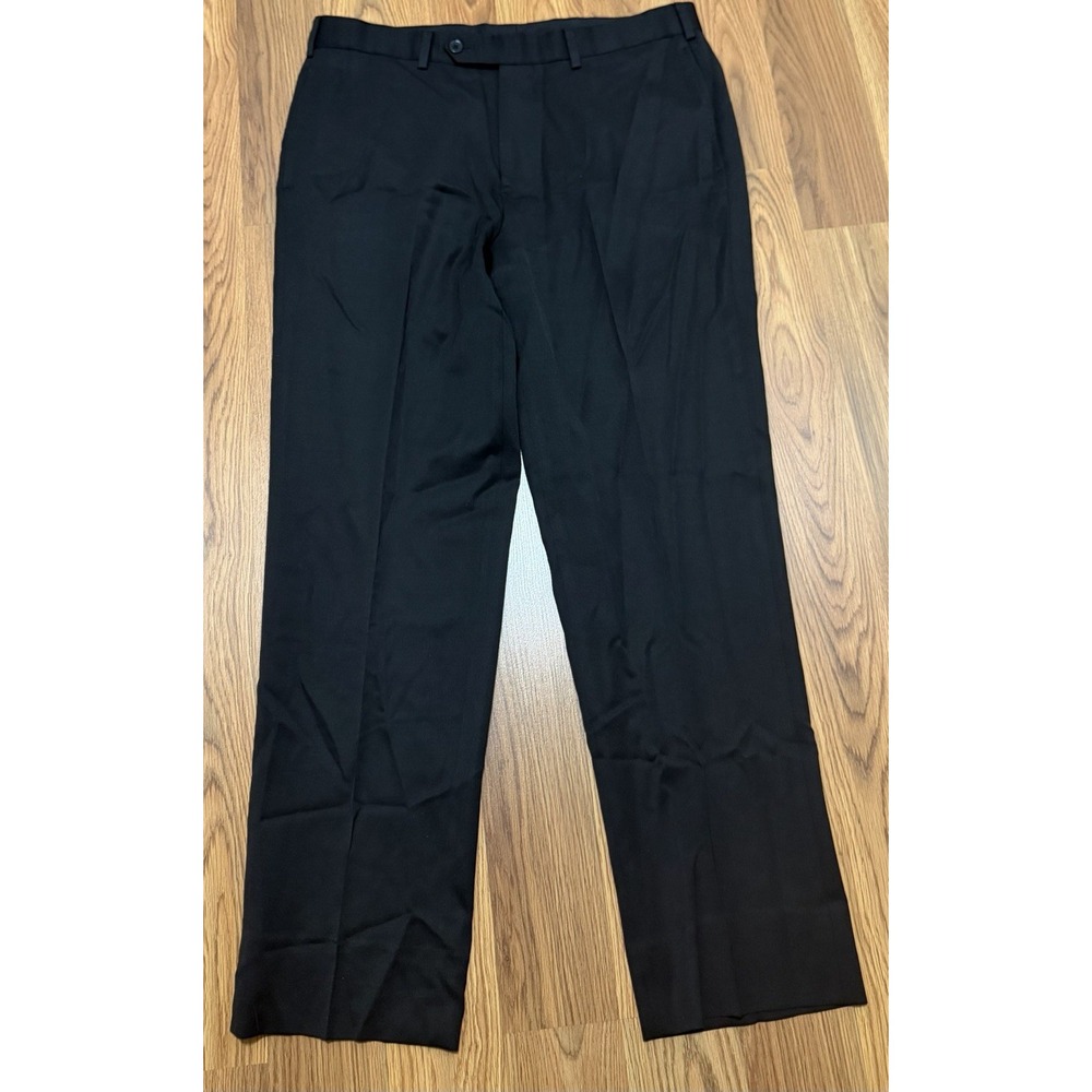 Brooks Brothers Madison Dress Pants Mens 35x29 Black Flat Front